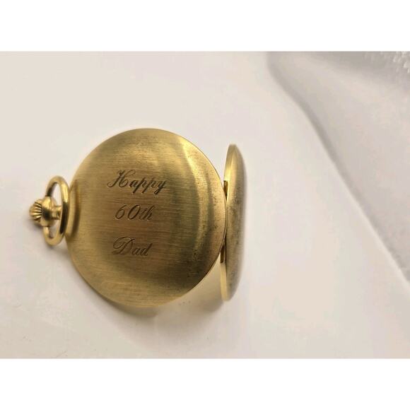 Vintage Ravisa 17 jewels Swiss Made Incabloc Gold Tone Pocketwatch. MINT. RUNS - Picture 4 of 5